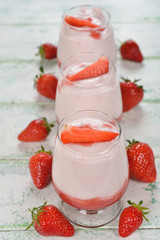 Strawberry mousse in a glass