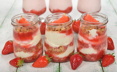Dessert with strawberries and whipped cream