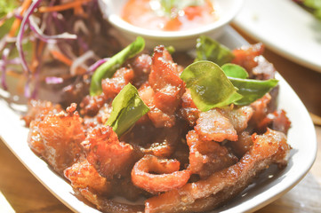 fried pork with vegetable