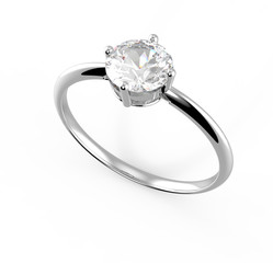 Wedding ring wiith diamond. 3D illustration