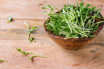 Bowl of pea sprouts