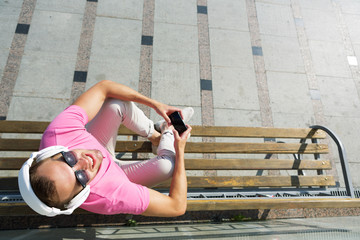Guy in headphones enjoying music