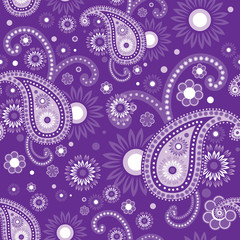 Violet and purple paisley seamless pattern. EPS 10 vector.
