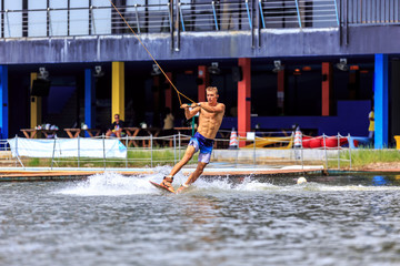 Man Wakeboarding