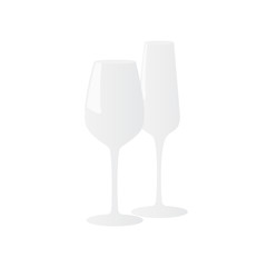 Two glasses isolated on white background. Wine glasses.