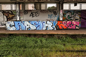 graffiti on a train station