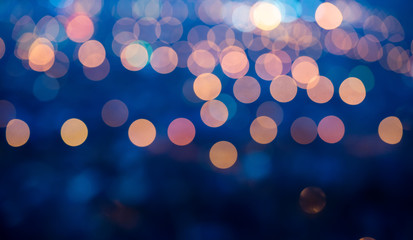blue abstract defocused light background for Christmas, panorama