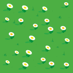 Seamless simple flowers patterns isometric view. 