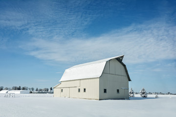 White Barn With Snow