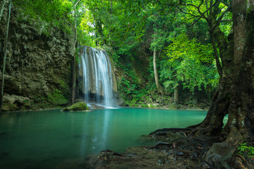 Fototapeta na wymiar Erawan waterfall, Located Karnjanaburi Province , Thailand