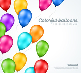 Festive Glossy Balloons on White Background.