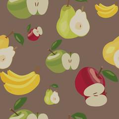 Pattern. Apples, bananas and pears