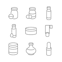 Line Icons Medical Pharmacist, bottles Icons