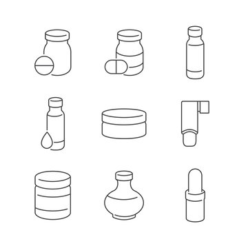 Line Icons Medical Pharmacist, bottles Icons