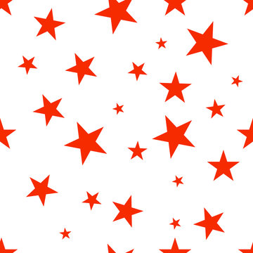 Seamless background with red stars. Vector pattern. EPS 10.