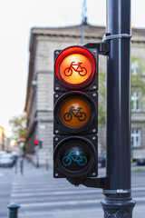 Traffic lights for cyclists in Budapest