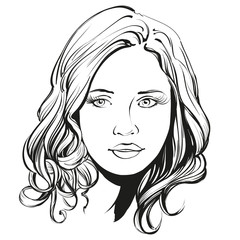 beautiful woman face hand drawn vector illustration sketch