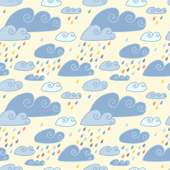 Ñlouds and raindrops pattern