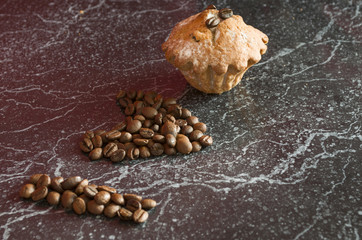 Cake and coffee beans. I love it