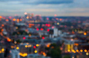 Night city lights blur, London