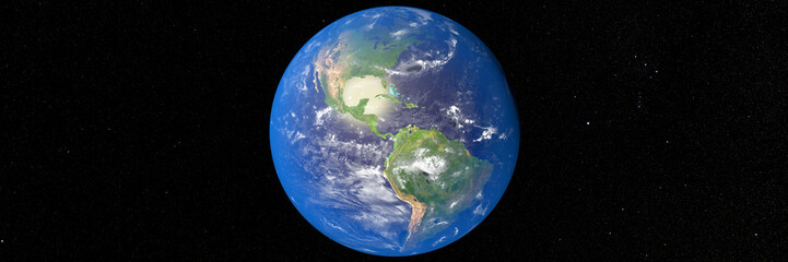 3D illustration of planet Earth with continents and blue ocean waters