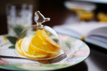 toned orange fruit plate