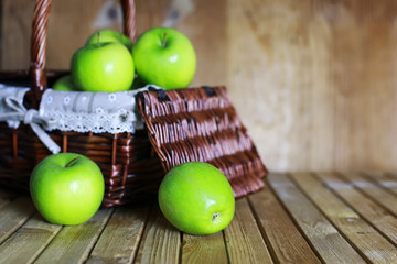 green apple in a basket