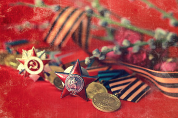 Retro effect on medals composition from Great Patriotic War