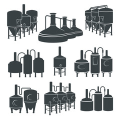 Set - beer brewery elements, icons, logos. Vector