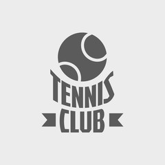 Tennis club logo, badge or label design concept with tennis ball