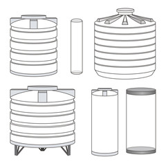 Industrial water tanks set. Vector