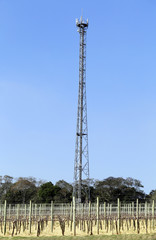 Cell tower under blue sky