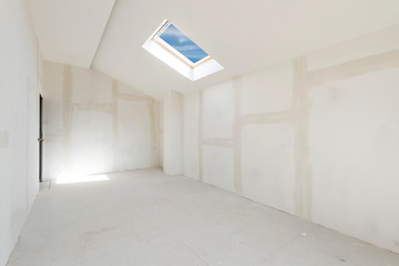 Unfinished building interior, white room (includes clipping path)