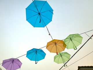 
 The colorful umbrella in a sky
