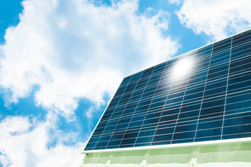 Obraz premium solar cell with sky and cloud