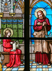 Stained Glass - Jesus studying