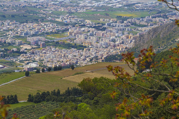 View from medieval town Erice on top of Mount Erice on Trapani, Sicily