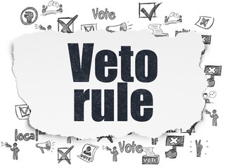 Political concept: Veto Rule on Torn Paper background