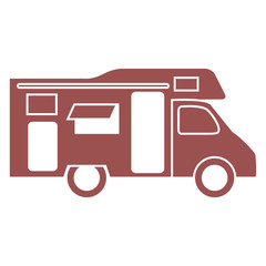 Stylized icon of a colored caravan