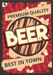 Vintage poster template for cold beer Retro poster