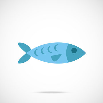 Vector fish icon. Flat design vector illustration