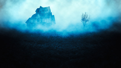 scary house in mysterious horror forest  - 108889428