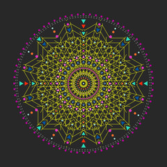 Obraz premium Trendy hipster colored circle, bright philosophical symbol, circular elements that are a religious,