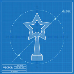 Vector white trophy and awards with star icon