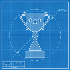 Vector Champions Cup symbol with stars on blue background