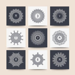 Elegant linear abstract monogram, logo design template.