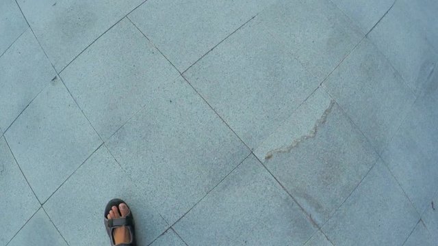 Walking on pavement slab