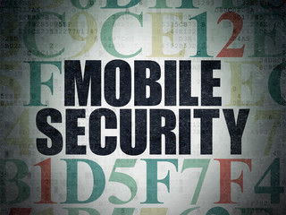 Safety concept: Mobile Security on Digital Data Paper background