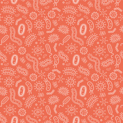 Orange Bacteria and germs in a repeat pattern
