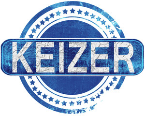 keizer grunge blue stamp. Isolated on white.